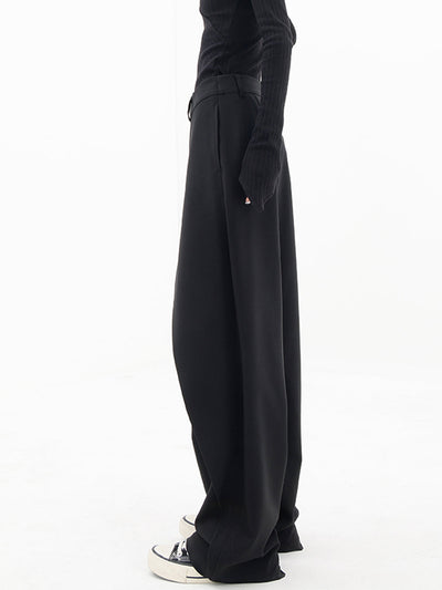 Asymmetrical Layer Button Wide Leg Dress Pants