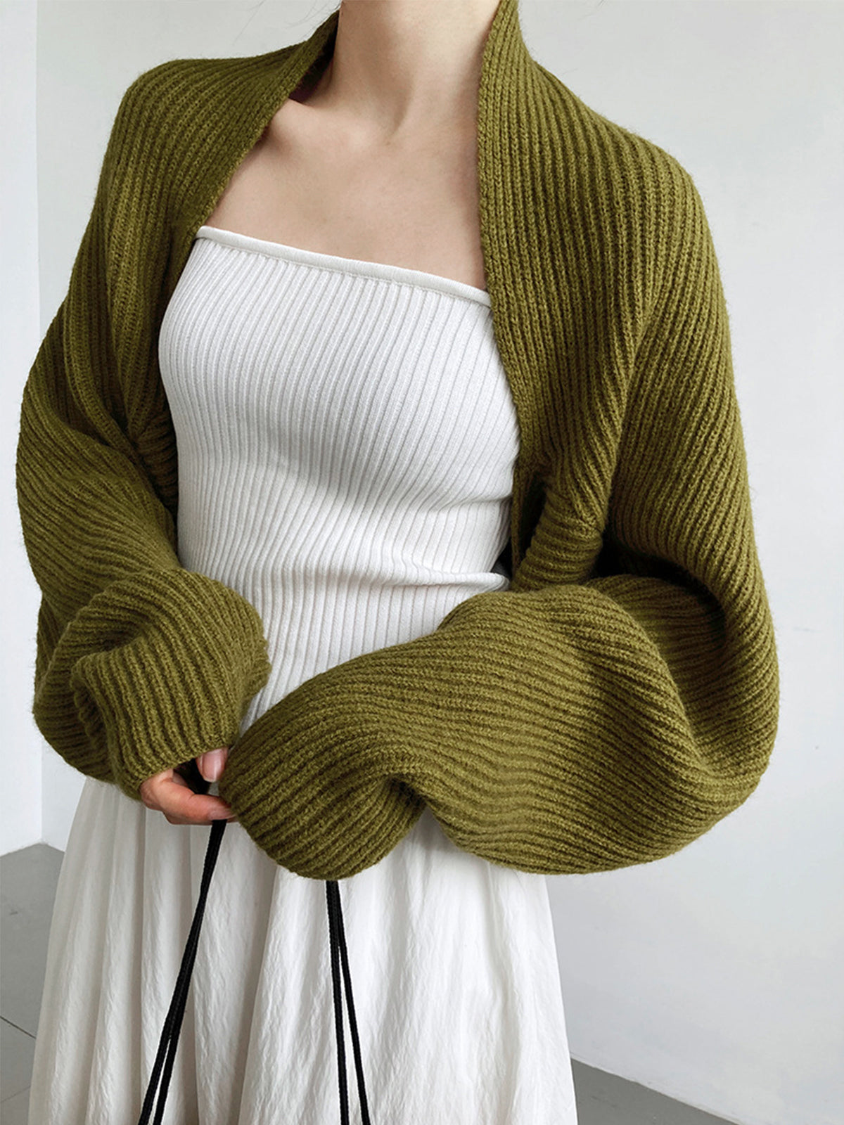 Solid Open-Front Shrug Sweater