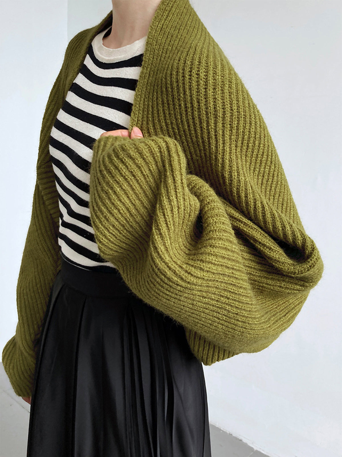 Solid Open-Front Shrug Sweater