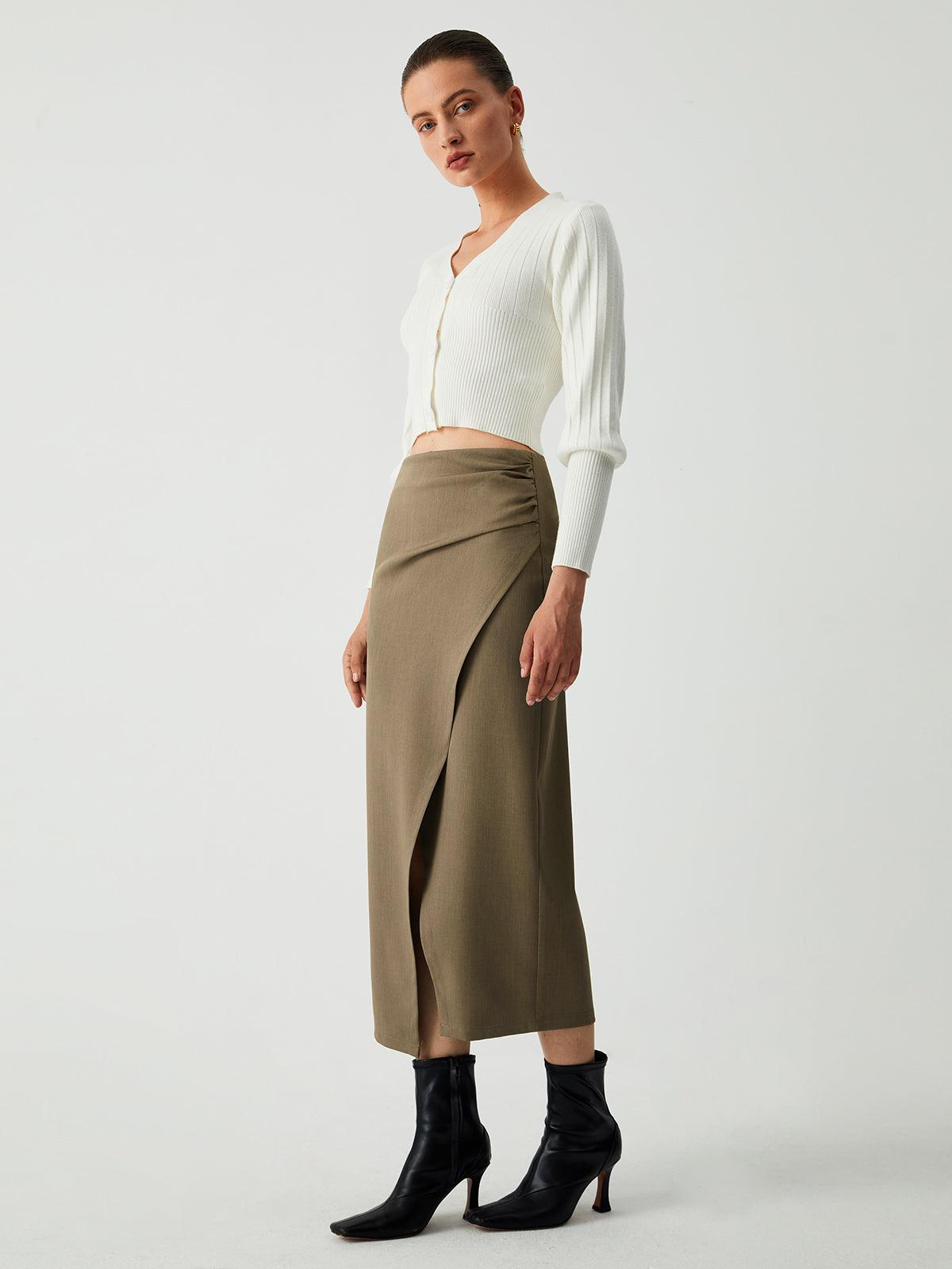 Maple & Wrap Slit Midi Skirt