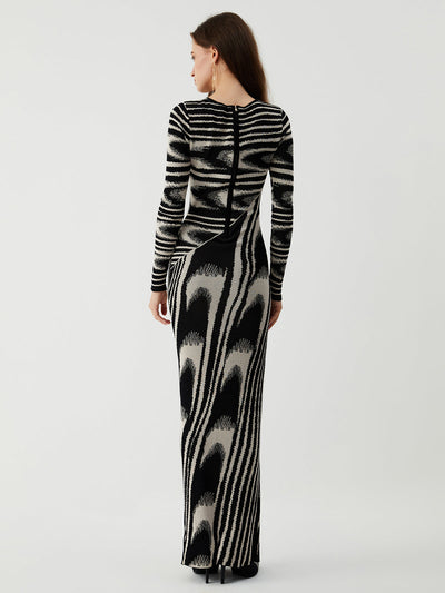 Zebra Print Long Sleeve Sweater Dress