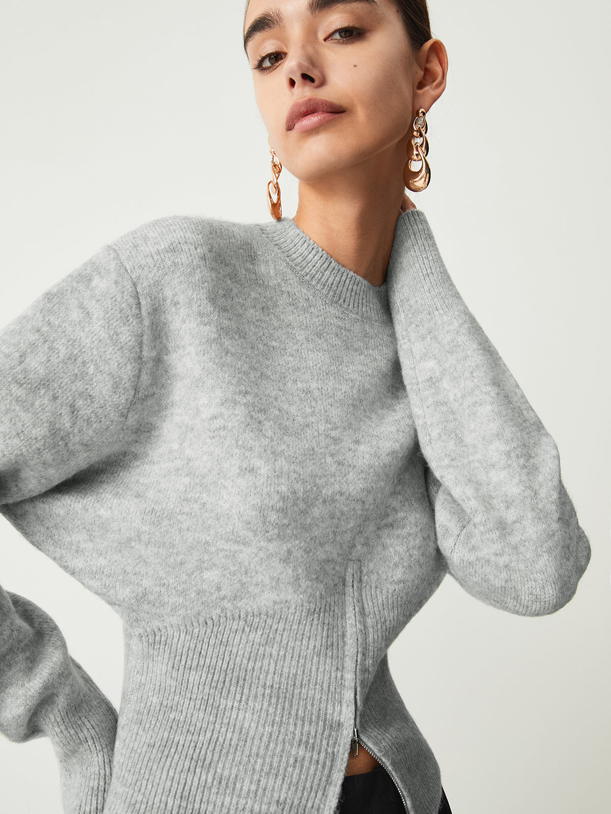 Half - Zip Fuzzy Sweater