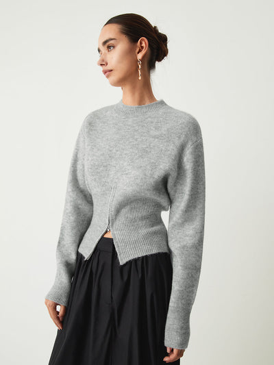 Half - Zip Fuzzy Sweater