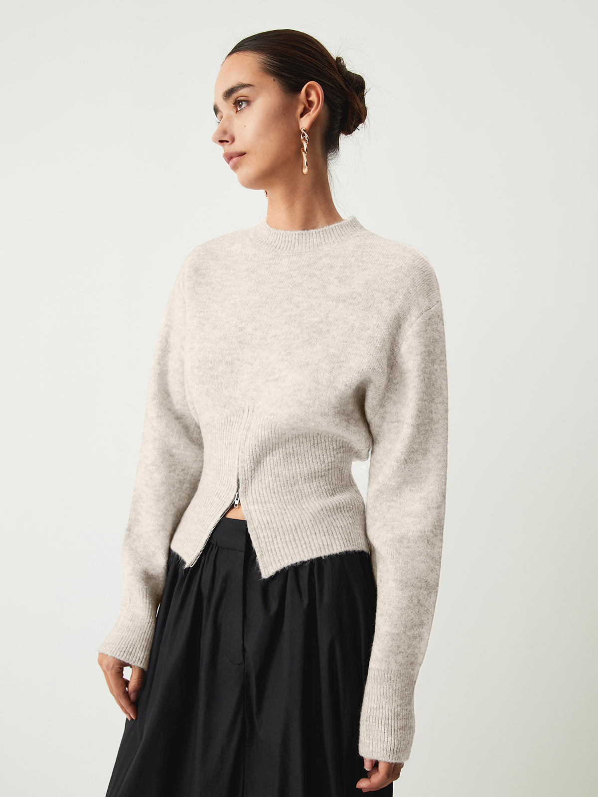 Half - Zip Fuzzy Sweater