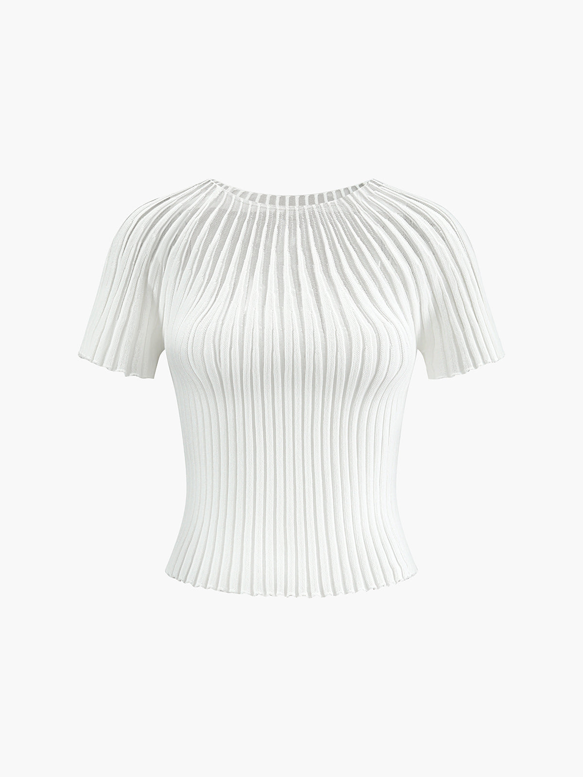 Plain - Short Sleeve Knit Top