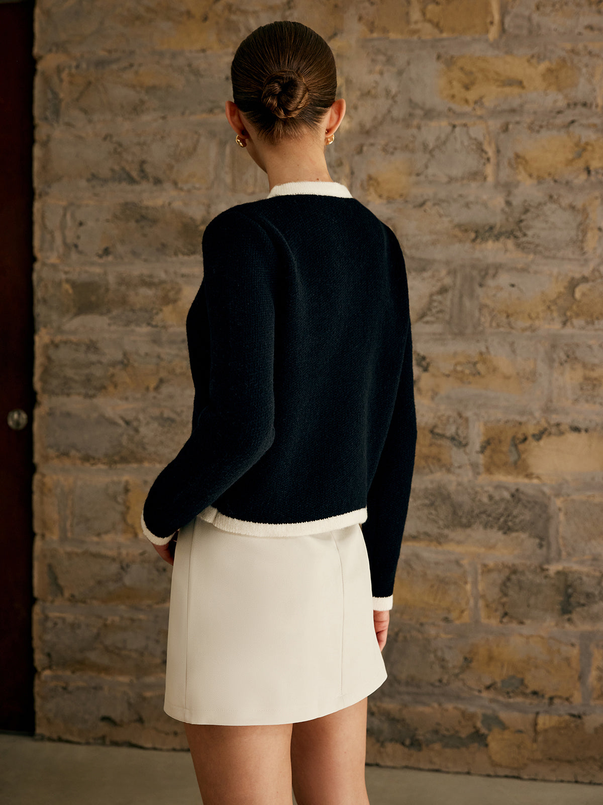 Contrast & Trim Jersey Cardigan