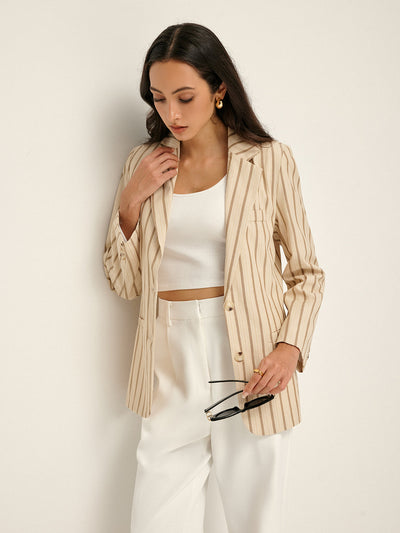 Lapel & Button Pinstripe Blazer