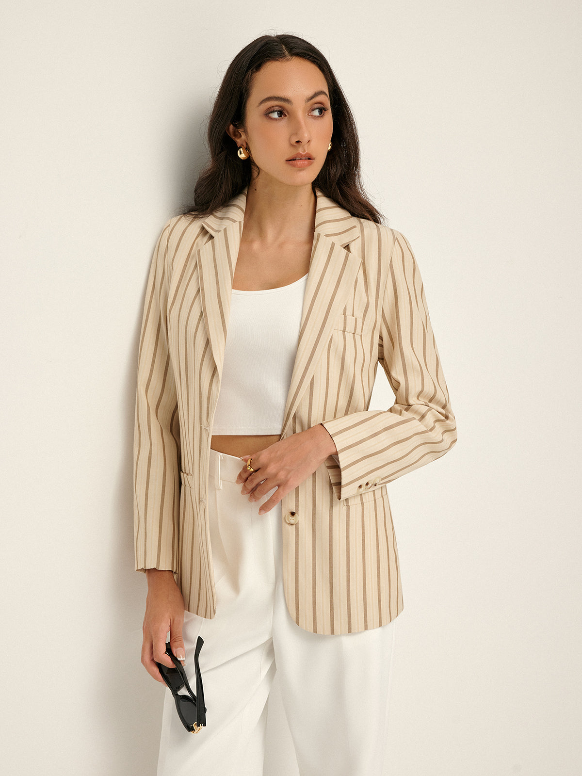 Lapel & Button Pinstripe Blazer