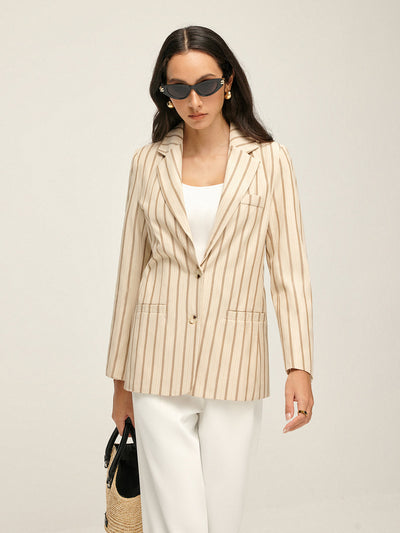 Lapel & Button Pinstripe Blazer