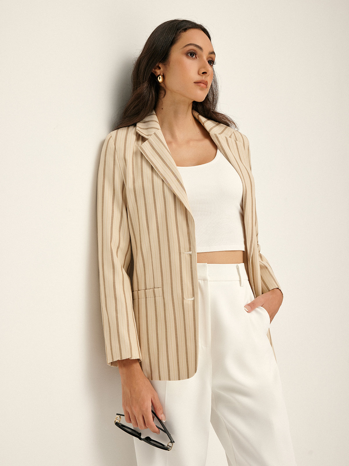 Lapel & Button Pinstripe Blazer