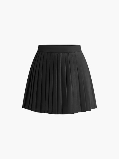 Suit Waistcoat With Pleated Mini Skirt Set