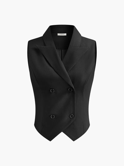 Suit Waistcoat With Pleated Mini Skirt Set