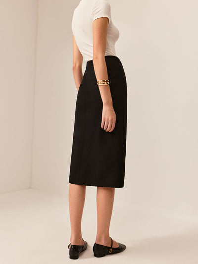 Metal - Detail Split Midi Skirt