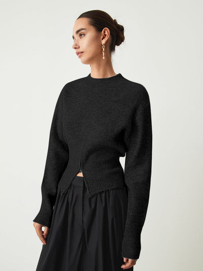 Half - Zip Fuzzy Sweater