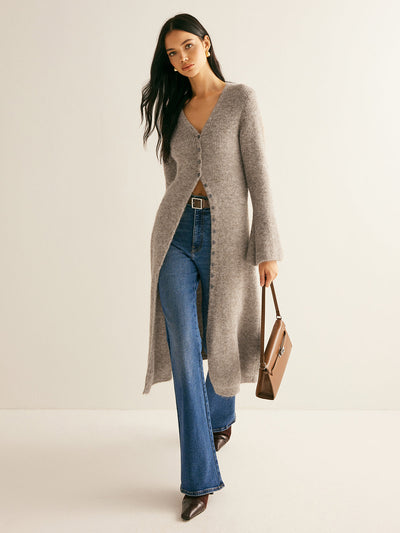 Stacking V-Neck Split Breasted Sweater Dress