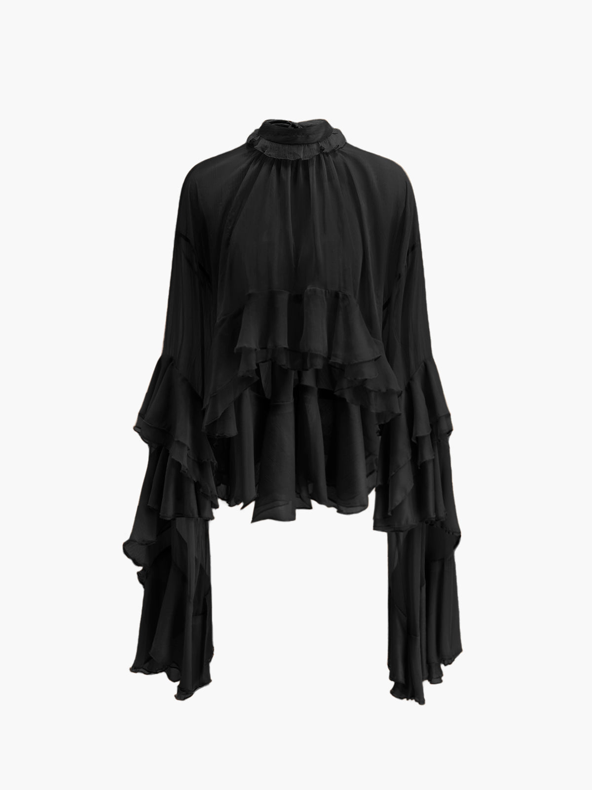 Turtleneck Ruffle Chiffon Shirt