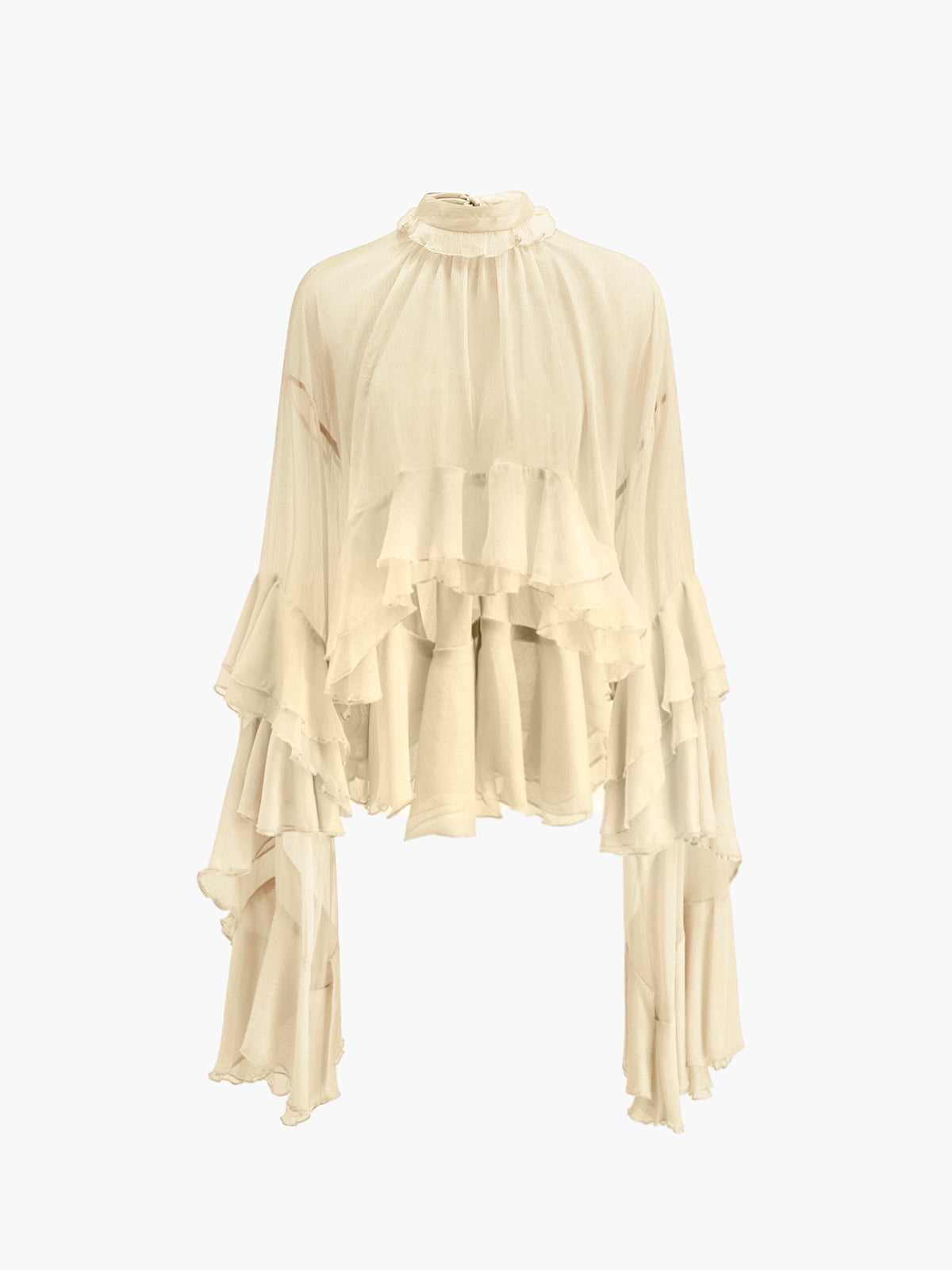 Turtleneck Ruffle Chiffon Shirt