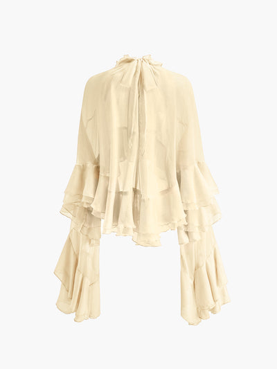 Turtleneck Ruffle Chiffon Shirt