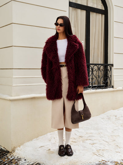 Elegant Faux Fur Long Coat