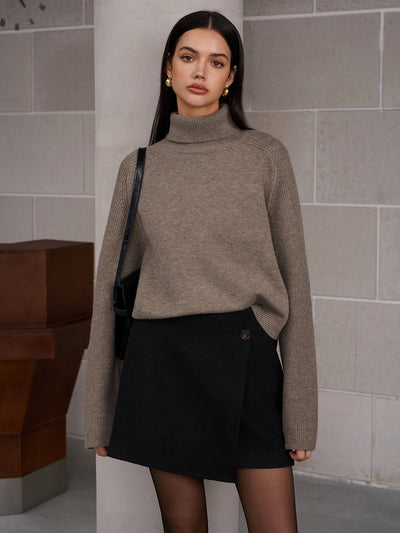 Ribbed Turtleneck Short Sweater