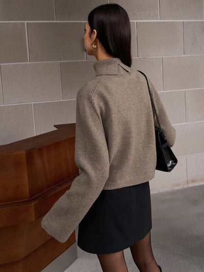 Ribbed Turtleneck Short Sweater