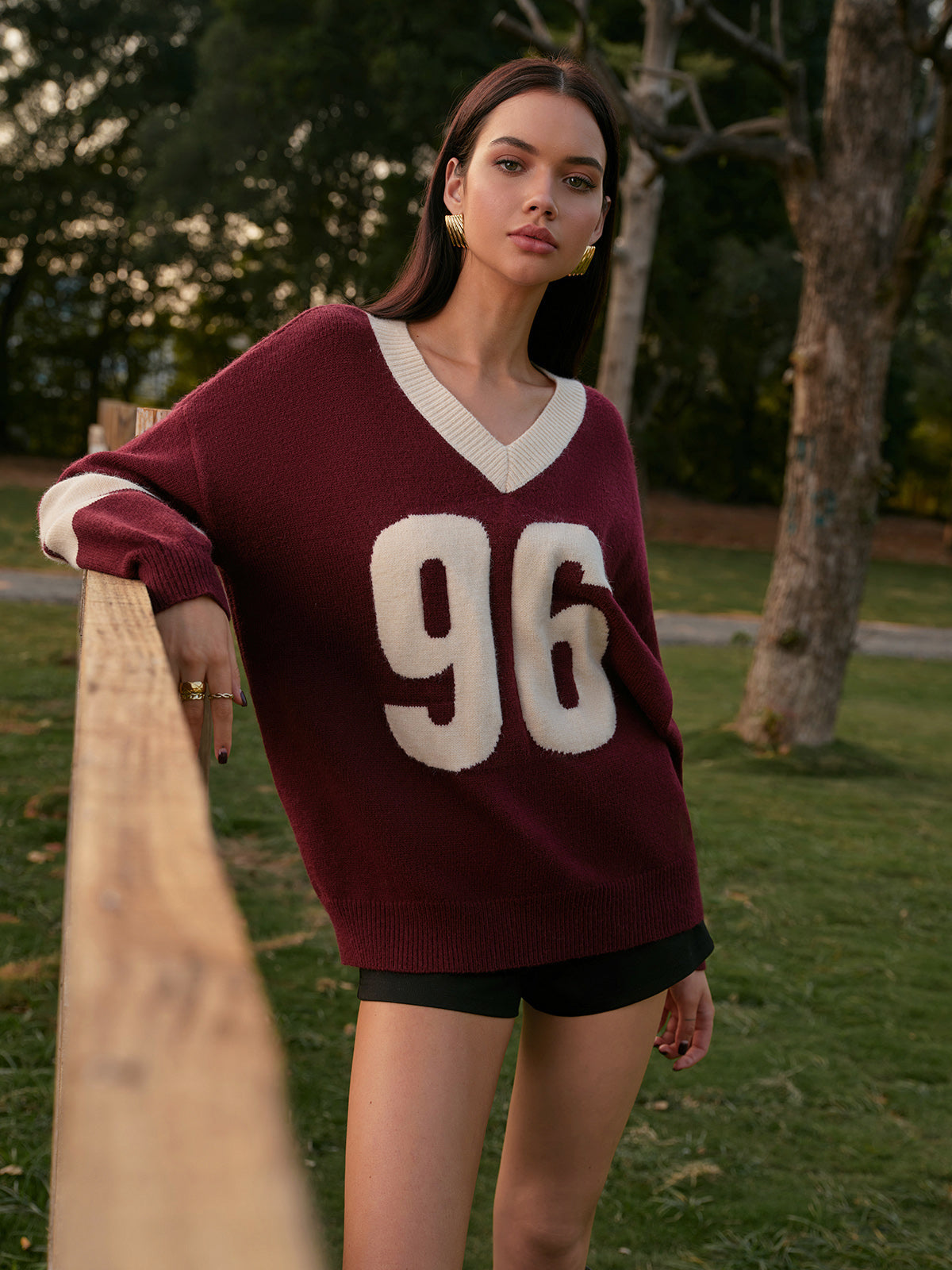 V-Neck & Contrast Binding Sweater