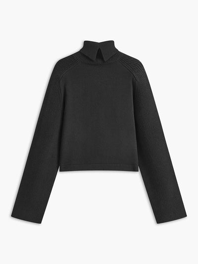 Ribbed Turtleneck Short Sweater