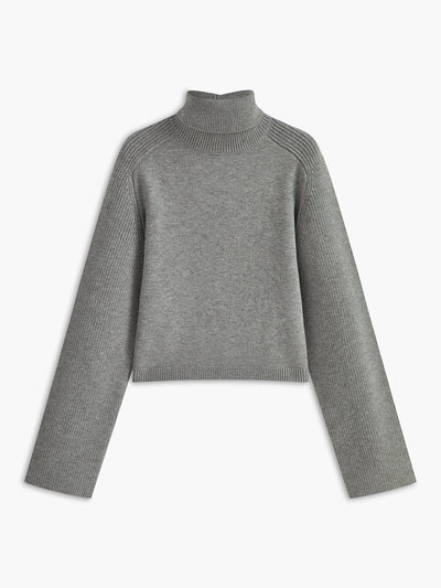 Ribbed Turtleneck Short Sweater